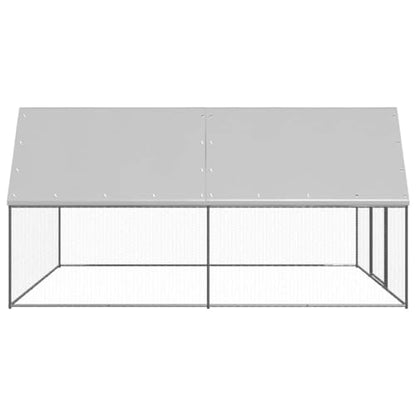 118" Galvanized Steel Chicken Coop with Lockable Walk-in Door, UV PE Cover, Secure Backyard Run - color: Silver, size: 118.1 x 118.1 x 78.7 in (W x L x H)