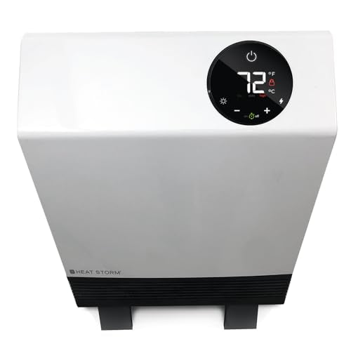 Heat Storm Wave Floor to Wall Infrared Space Heater with Attachable Feet, Remote Control, Built in Thermostat, 500-1000 Watts, 13x4x17 in, With Feet - color: With Feet