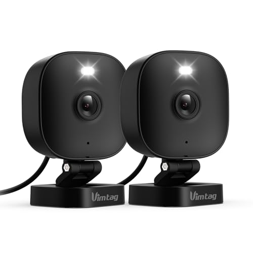 VIMTAG 2.5K Security Camera Indoor/Outdoor, Cameras for Home Security with Color Night Vision, AI Human Detection, Spotlight/Siren, Pet/Baby Monitor, IP66, 2-Way Audio,Compatible with Alexa, Wired - color: 2.5K Black 2Pack