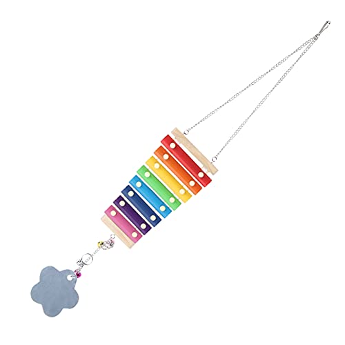 Zerodis Poultry Livestock Colorful Bird Shredding Foraging Toy with Mirror Bell Chewable Hanging Chicken Swing Bell Specially Sound Bird Cage Accessories for Pet 9.3x4.9in Chicken