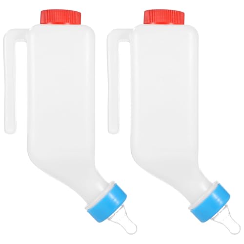 2 Pcs 27 oz Lamb Feeding Bottles, Thickened Goat Milk Feeders, Upside Down Nursing Bottle with Hanging Handle, Silicone Pacifier, Built-in Scale, for Goat, Lamb, Fawn, Piglet, Kitten, Puppy