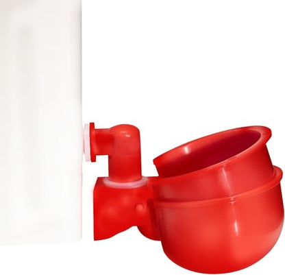 RentACoop 2 Gallon High Rise Chicken Waterer with Auto-Fill Cups, Horizontal Nipples, Anti-Roost Cone and Mounting Kit - Suitable for Chickens, Quail, Ducks, Geese, Turkey and More