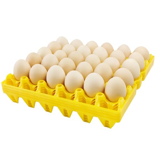 4-Pack Plastic Egg Tray Egg Crates 30-Egg Flats for Home Chicken Farmers, Stackable Egg Cartons Hold Multiple Eggs, Great for Storing, Sorting, and Shipping Eggs, Durable and Reusable (Yellow) - size: 4-Pack Yellow