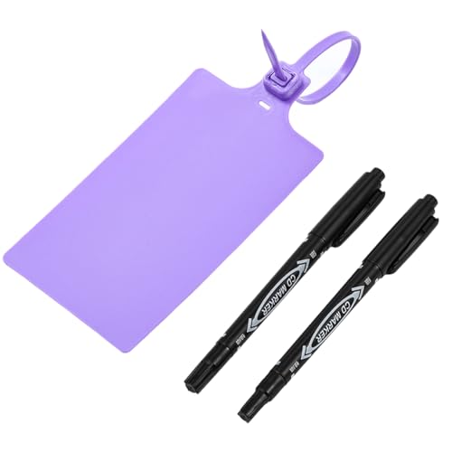 Tenshun 100 PCS Purple Plastic Tags for Labeling Waterproof Hanging Writable Storage Tags for Outdoors Plastic Seals Shipping Label Logistics Use with Two Permanent Marker Pens - color: Purple, size: 100 PCS