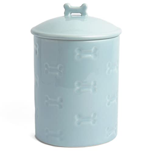 Park Life Designs Dog Treat Jar - Ceramic Dog Treat Container 1.4 Qt (Manor Blue) | Treat Jar with Lid, Keeps Treats Fresh | Stylish Storage Container | Easy-Clean, Dishwasher Safe - color: Blue