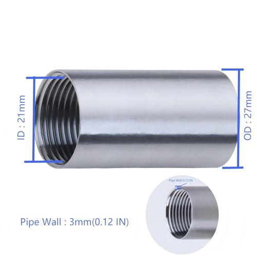 CONSTELLAR 304 Stainless Steel Pipe Nipple-3/4" NPT Female x 3/4" NPT Female Threaded Fitting 16 Inch (400mm) Length 3mm Wall Thickness Heavy Duty Seamless Pipe Nipple for Water Gas Oil fluid (1 Pack) - size: 3/4" NPT Female x 3/4" NPT Female, style: 400m