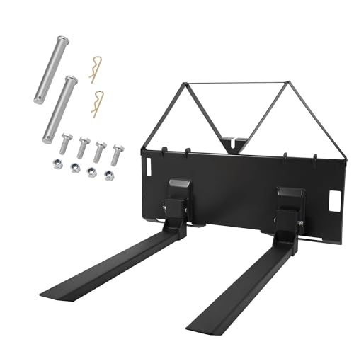 GarveeTech Skid Steer Pallet Forks Attachment 45 Inch, 3200 Lb Heavy Duty Quick Attach Loader Fork Frame for Tractors and Loaders, Universal Tractor Forks w/Dual 50 Inch Blades (Black, 45'') - color: Black, size: 45''
