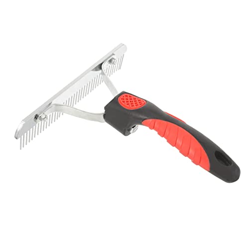 Durable Horse Hair Cleaning Comb with Rubber Handle Rust Metal Grooming Rake for Comfortable Pet and Horse Fur Removal Ergonomic Design Reduces Wrist Strain Suitable for Domestic