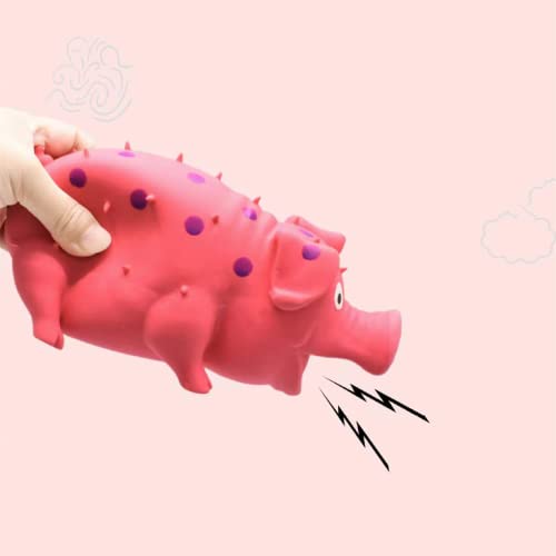 Squeaky Pig Dog Toys, 2 Pack Grunting Pig Dog Toy that Oinks Grunts for Small Medium Large Dogs, Grunting Pig Sound Play Dog Toy - color: Red and Yellow