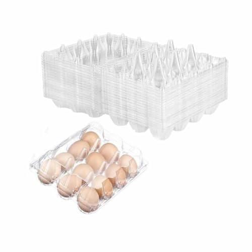 Honkenda Plastic Egg Cartons Cheap Bulk, Clear Eggs Holder Storage Container, Empty Chicken Egg Tray with Hinge Lid, 12 Grids Egg Protection Box for Refrigerator Farm Market Home (40 Pack)