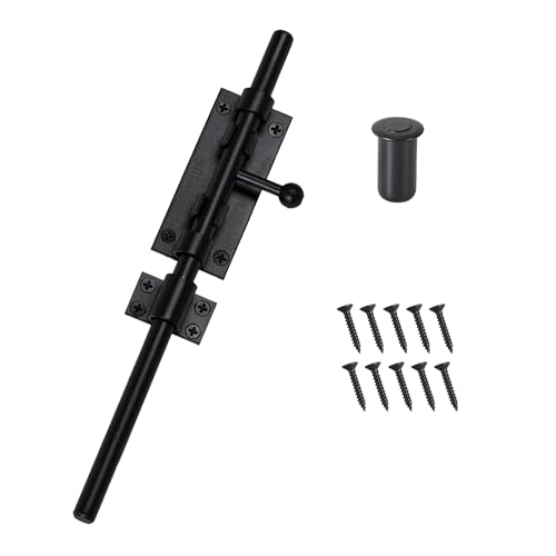 Barrel Bolt Latch 12 Inch Black Cane Bolt Heavy Duty Gate Latch 304 Stainless Steel Hardware for Outdoor Fence Wooden Gates Barn Door Inside Door - color: Black 1 Pack, size: 12 Inch