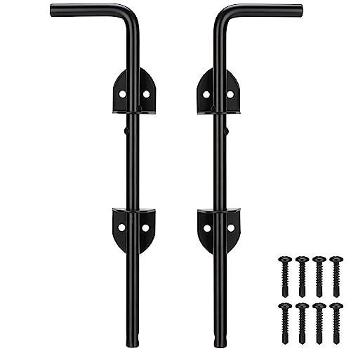 12" Cane Bolt Heavy Duty Drop Rod Gate Stopper Hardware, Gate Ground Latch for Wooden Fences Metal Gates Doors, Gate Drop Pin for Holding Gate to The Ground, Black Finish, 2 Pack - color: 2pack-Black, size: 12 Inch