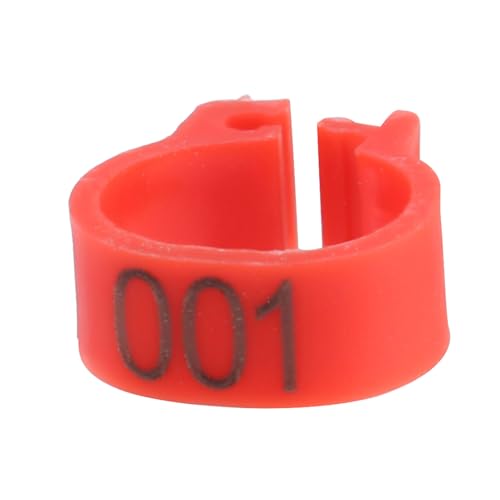 100PCS 8MM 001-100 Numbered Plastic Letter Pigeon Bird Leg Bands Rings, Bird Chicks Parrot Clip Rings Band (Red) - color: Red