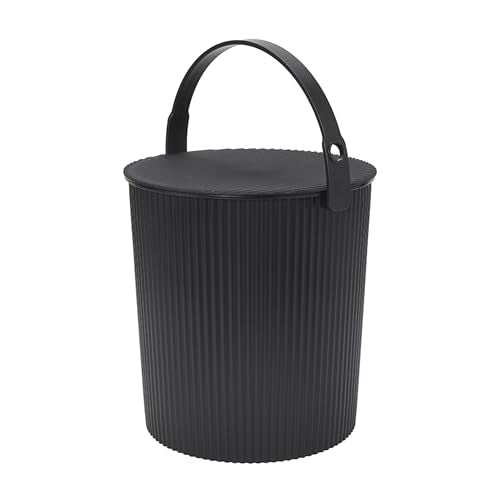 Hachiman Extra Large Bucket - 5.3 Gallon Heavy Duty Bucket with Lid and Handle - Hands-Free Filling - Easy to Stack and Store - Indoor Outdoor Use - 13.3" x 13" - Black - color: Black, size: Extra Large