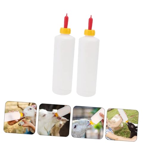 BESPORTBLE 2-Pack Small Animal Feeding Bottle Set PVC 8 Oz for Goat Lamb Piglets Farmhouse Use