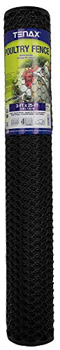 Tenax Poultry Fence - 3 ft x 25 ft Agricultural Fencing, Black, Pack of 2