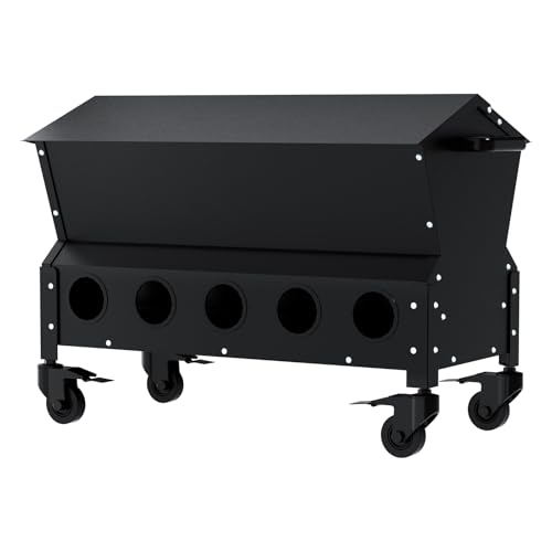 120 LBS Large Automatic Chicken Feeder, Heavy-Duty Galvanized Steel Poultry Feeder Kit, Waterproof & Rodent-Resistant Gravity Dispenser, No-Waste Design for 16-24 Hens, Holds 3 Bags of Feed - color: Black