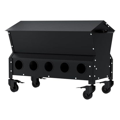 120 LBS Large Automatic Chicken Feeder, Heavy-Duty Galvanized Steel Poultry Feeder Kit, Waterproof & Rodent-Resistant Gravity Dispenser, No-Waste Design for 16-24 Hens, Holds 3 Bags of Feed - color: Black