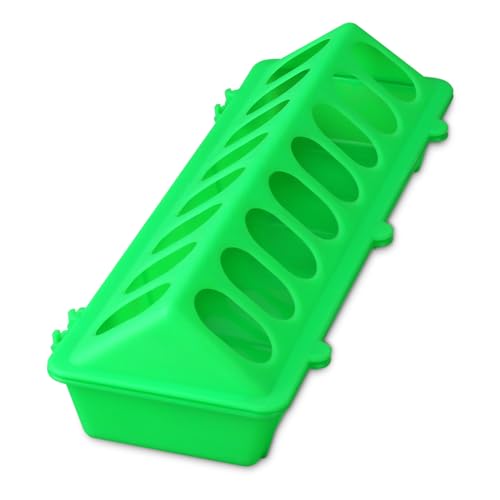 Flip Top Chick Feeder Trough Plastic Flip Top Bird Small Poultry Feeder Chicken Pigeon Duck Quail Feeder Waterer Small Chicken Feeders No Waste No Mess (Green) - color: Green