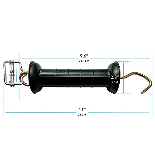 Q'mark 2 Pack Electric Fence Gate Handle with Poly Tape Buckle, Spring Handle, Black, 10 Inch x 2.3 Inch x 1.6 Inch