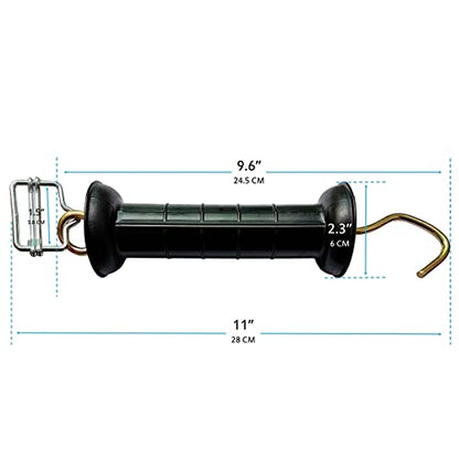 Q'mark 2 Pack Electric Fence Gate Handle with Poly Tape Buckle, Spring Handle, Black, 10 Inch x 2.3 Inch x 1.6 Inch