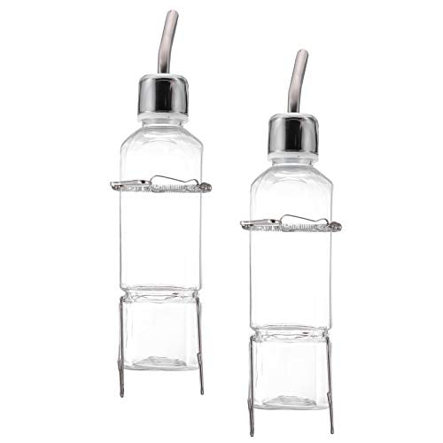Mipcase 2pcs Pet Water Fountain Plastic Hanging Dispenser for Guinea Pigs and Animals Leakproof Easy to Install Convenient Pet Supply - color: Transparent, size: 5.2X5.2X17CM