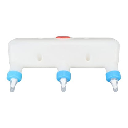 GLOGLOW 3 Head Small Animal Milk Feeder, Piglet Milk Bottle Lamb Milk Feeder Goat Feeder with Silicone Nipple for Puppy Kitten Feeding Farm Drinking Equipment