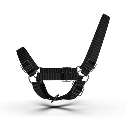 HADZAM Adjustable Nylon Cow Halter | Calf Halter one Halter for (1 Year to Full Size) Easy Adjustable Straps elimates the Need of Ill-Fitting Cattle Halter - color: BLACK