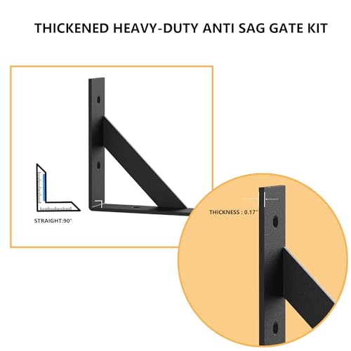 Sdstone 2 Sets Heavy Duty Anti Sag Gate Kit,Gate Corner Brace Bracket Kit, Adjustable Gate Hardware for Wooden Fence Gate Latch, Wooden Driveway Gates, Corral - size: 01
