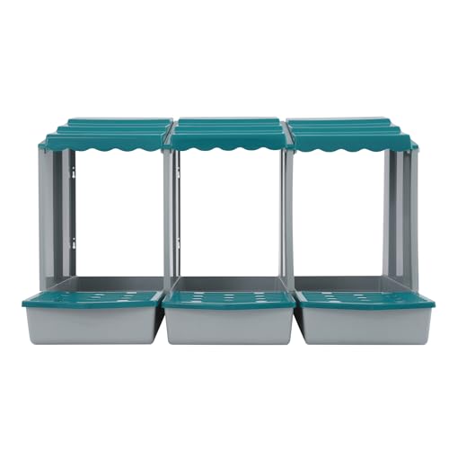 Chicken Nesting Box, 3 Compartments Hen Laying Box with Egg Collection, Portable Outdoor Chicken Coop, Freestanding Large Nest Boxes for Home, Farm, Backyard, Courtyard (Green) - color: Green
