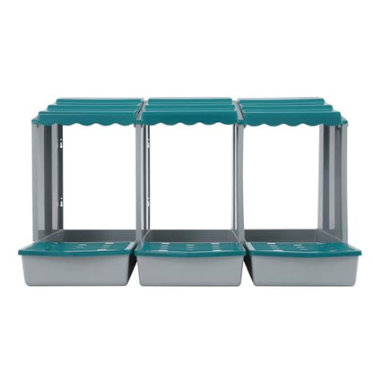 Chicken Nesting Box, 3 Compartments Hen Laying Box with Egg Collection, Portable Outdoor Chicken Coop, Freestanding Large Nest Boxes for Home, Farm, Backyard, Courtyard (Green) - color: Green