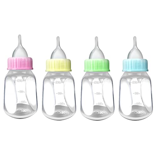 4 Pieces Pet Feeding Bottles Kit Newborn Small Animal Milk Bottle for Kitten Puppy Nursing Nipple Brush 4oz - color: A
