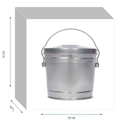 6-Gallon Galvanized Steel Storage Can with Lid, Heavy-Duty Metal Trash Can for Outdoor, Indoor Use, Pet Food Container, Bird Seed Storage, Ash Bucket, Rodent Proof, Ideal for Garage, Garden, Patio