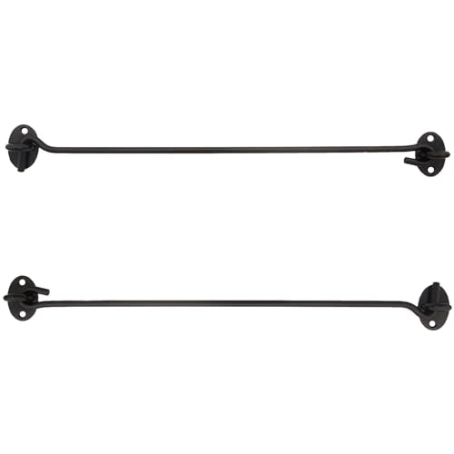 2PCS 14 Inch Stainless Steel Barn Door Hook and Eye Latch Black, Long Privacy Cabin Door Swivel Window Hook, Heavy Duty Gate Latch Holder Easy Lock- for Sliding Door, Garage, Shed, Window - size: 14 Inch - Black