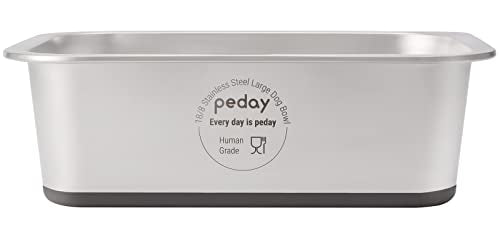 PEDAY 1.2 Gallon Large Dog Water Bowl, 18/8 Human Grade Stainless Steel - Silver Nonslip - color: Silver, Nonsilp, size: 1.2 gallon