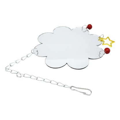 Chicken Hanging Mirror with Bell Acrylic Pet Cage Accessory for Brooder and Coop Birds