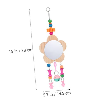 GANAZONO Rooster Chicken Mirror Toy Bell Pendant Interactive Pet Supplies for Cage Enrichment Promotes Curiosity and Activity Random Accessories