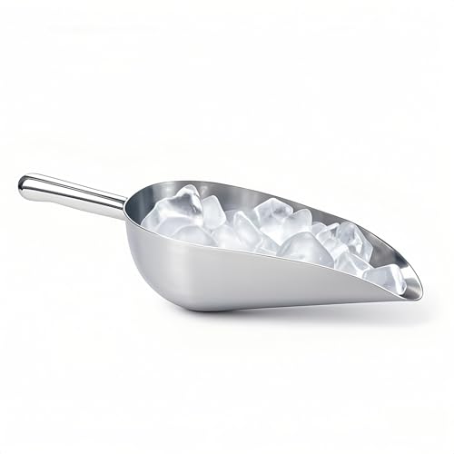 Heavy-Duty Cast Aluminum Kitchen Scoop - Rust-Proof, Ergonomic S-Handle Ice Cube Endurance Scoopfor Ice, Candy, Popcorn, Coffee Beans, Flour & Pet Food - Commercial-Grade Durable Design (L（24oz）) - size: L（24oz）