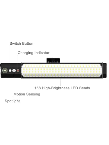 Solar sensor lights, outdoor high-brightness lighting, motion sensor sensing, independent solar charging panel, detachable handheld lighting, safety lights suitable for porches, garages and courtyards