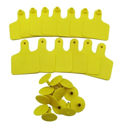 Cattle Ear Tags 100 Pcs Animal Identification,Blank Ear tag Apply to Pig Cattle Sheep Donkey Horse Farm Animal Feeding Tools for Animals(Yellow) - color: Yellow