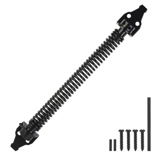 14" Gate Spring Self Closing, Heavy Duty Black Door Closer Spring, Adjustable Tensioner Automatic Outdoor Gate Closure, Gate Spring Hardware for Wooden and Vinyl Fence, 1 Pack - size: 14 Inch