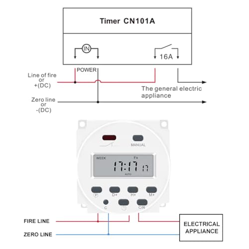 12V Timer Switch, Wenzhiiot 12V AC/DC Input 200-250V 16A Output Digital LCD Programmable Time Switch Relay Supports 28 Scheduled Tasks Daily/Weekly