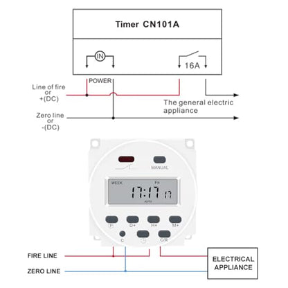 12V Timer Switch, Wenzhiiot 12V AC/DC Input 200-250V 16A Output Digital LCD Programmable Time Switch Relay Supports 28 Scheduled Tasks Daily/Weekly