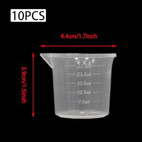 10Pcs 30ML Reusable Plastic Measuring Cup, Beaker Tip and Pour Measuring Containers for Kitchen Cooking Medicine Measure Tool - size: 30ML