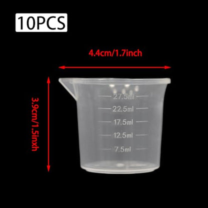 10Pcs 30ML Reusable Plastic Measuring Cup, Beaker Tip and Pour Measuring Containers for Kitchen Cooking Medicine Measure Tool - size: 30ML