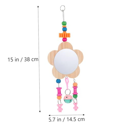 Wooden Hanging Mirror Toy for Chickens and Hens Bells Engaging Rooster Mirror for Fun and Physical Activity Chicken Coop