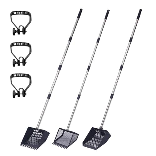 Ergonomic Rubber Grip Manure Scooper for Elderly Users Adjustable 35 65 Inch Stainless Handle for Back Chicken Coops Rakes Scooper with Long Handle - color: B