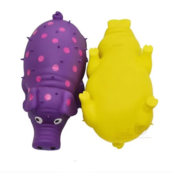 Squeaky Pig Dog Toys, 2 Pack Grunting Pig Dog Toy that Oinks Grunts for Small Medium Large Dogs, Grunting Pig Sound Play Dog Toy - color: Blue and Purple