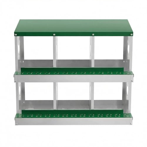 IDEALHOUSE Chicken Nesting Box, Galvanized Steel Laying Box with Rustproof & Roll-Away Egg Design, for Hens, Green 6 Compartment No Bracket - color: Green, size: 6 compartments (without bracket)