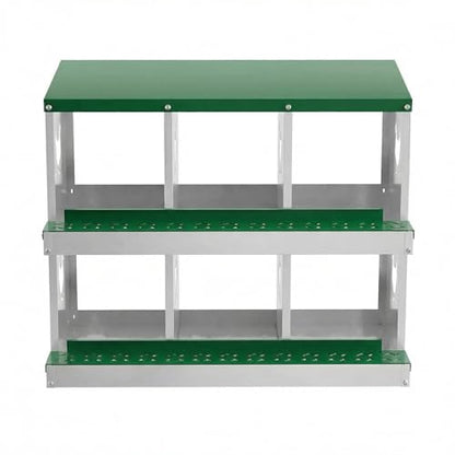 IDEALHOUSE Chicken Nesting Box, Galvanized Steel Laying Box with Rustproof & Roll-Away Egg Design, for Hens, Green 6 Compartment No Bracket - color: Green, size: 6 compartments (without bracket)